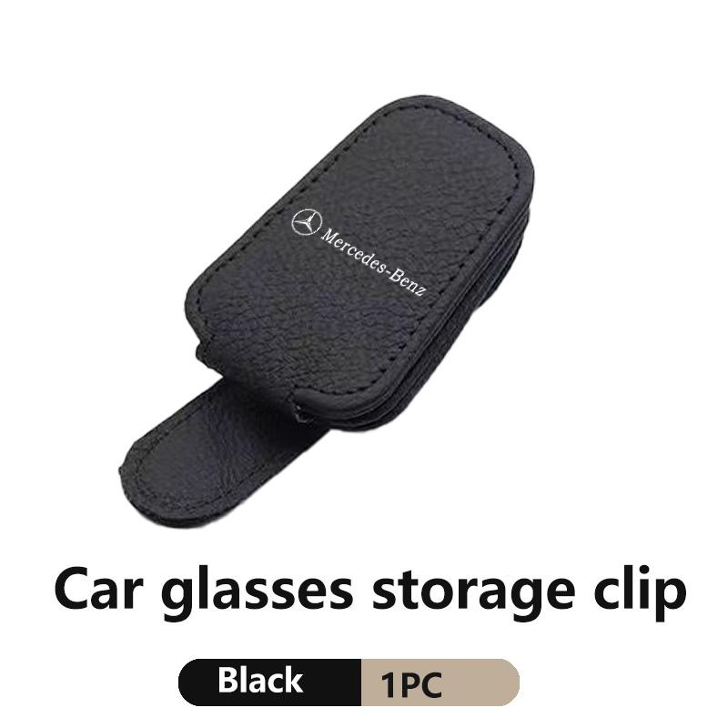 For Benz Car Sunshades Magnetic Leather Sunglasses Ticket Clip Auto Accessories AMG W213 W124 W108 W126 Exclusive W204 W222 W205