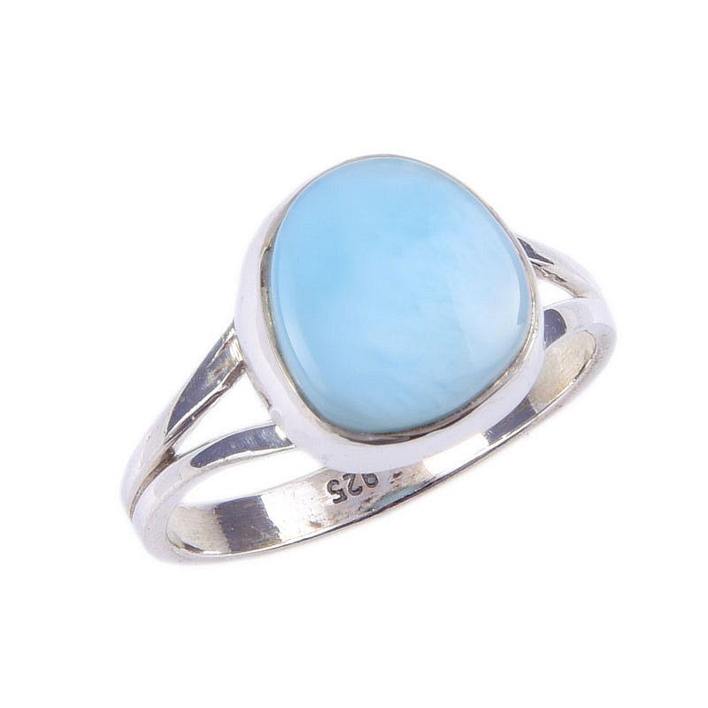 Natural Republic Larimar Gemstone 925 Solid Sterling Silver Gift Ring S.7 l6t88