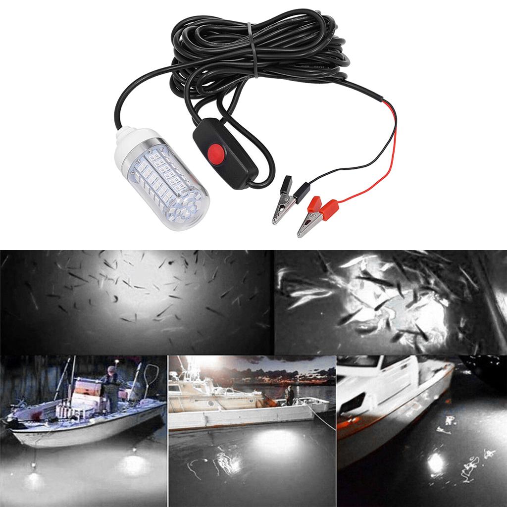 2x 12V 108 LEDs Submersible Fishing Light Underwater Fish Lamp with 5m Cord And Boat