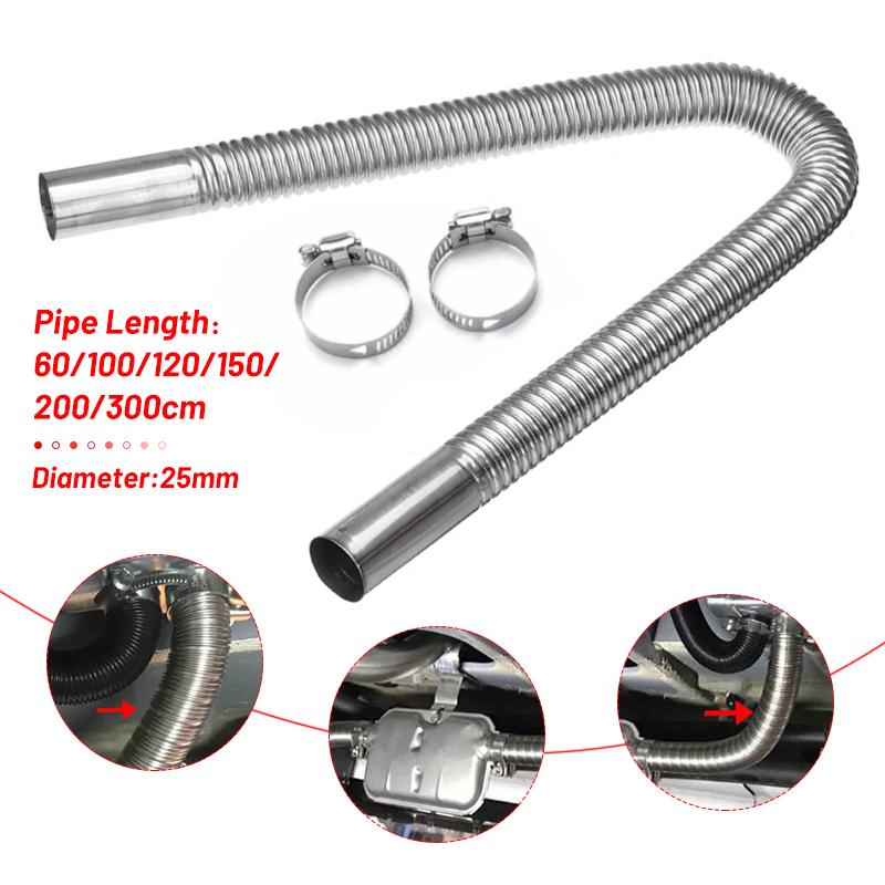 Încălzitor de parcare cu aer de 25 mm, 60 cm/100 cm/150 cm, țeavă de eșapament din oțel inoxidabil, se potrivește cu aer diesel, rezervor de parcare, accesorii pentru încălzitoare auto