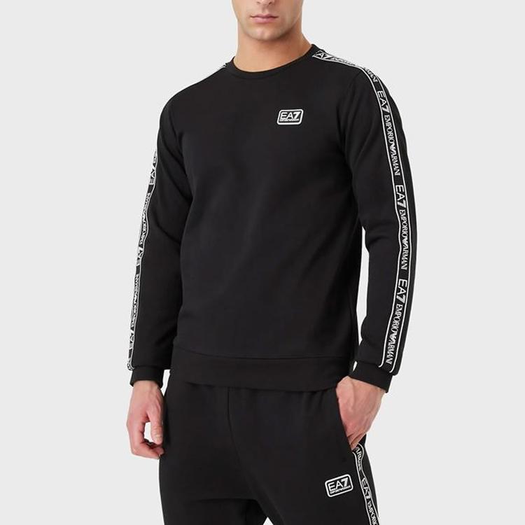 Emporio Armani EA7 SS22 Logo Print Crew Neck Sweatshirt Men Sweatshirt Black 3LPM39-PJ05Z-0200