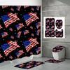 4PCS  Shower Curtain Sets With Shower Curtain And Rugs Toilet Lid Rug U Shape Mat And Bath Mat Bathroom Set  With 12 Hooks