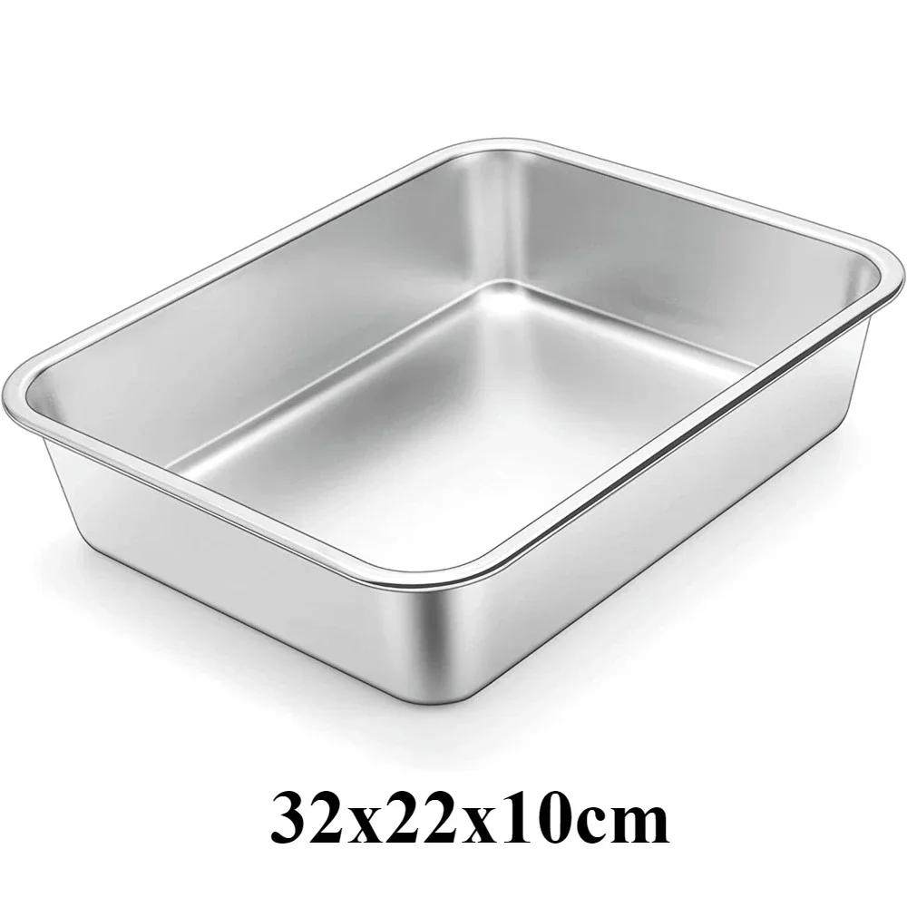 

Thickened Stainless Steel Deep Pan Multifunction Roast Chicken Salad Cake Cookie Bakeware for Brownie Bread Meat Baking Pan