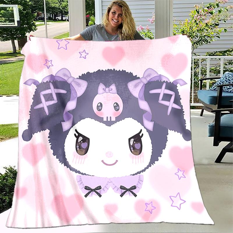 1pc Blanket Sanrio Kuromi2 Print Design, Lightweight Blanket for Sofa, Bed- Soft &Warm, Gift for All Seasons Like Christmas, Halloween