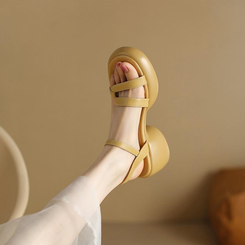 Fashion Designer New Women's Sandals 2025 New Fashion High Heels Summer Outdoor Beach Shoes Mary Jane Women Open Toed Thick Heel Sandals