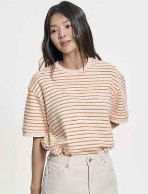 CLEVER FIELD Striped Multi-Pique T-Shirt_White