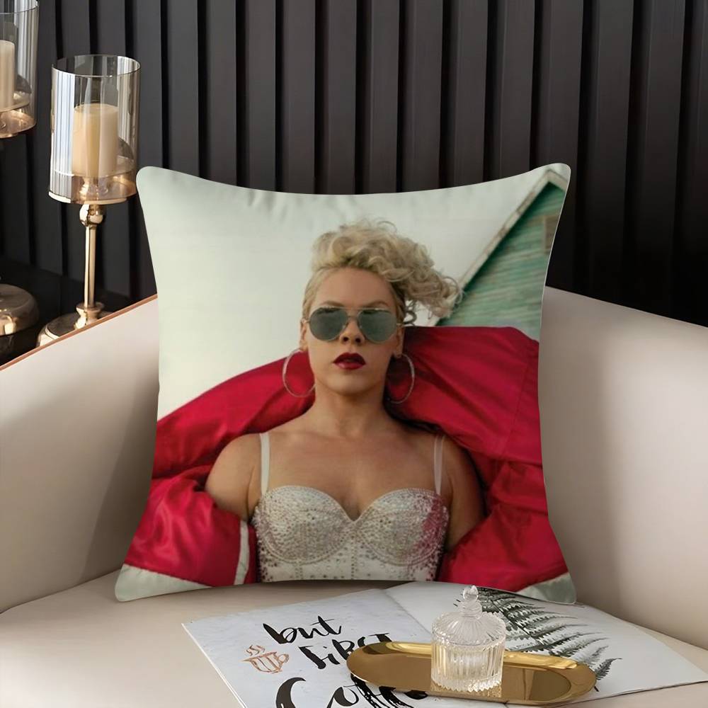 Pink Trustfall P!Nk Singer Pillow Case Home Dorm Chair Back Short Plush Double-Sided Printing Office Nap Time Cushion Cover