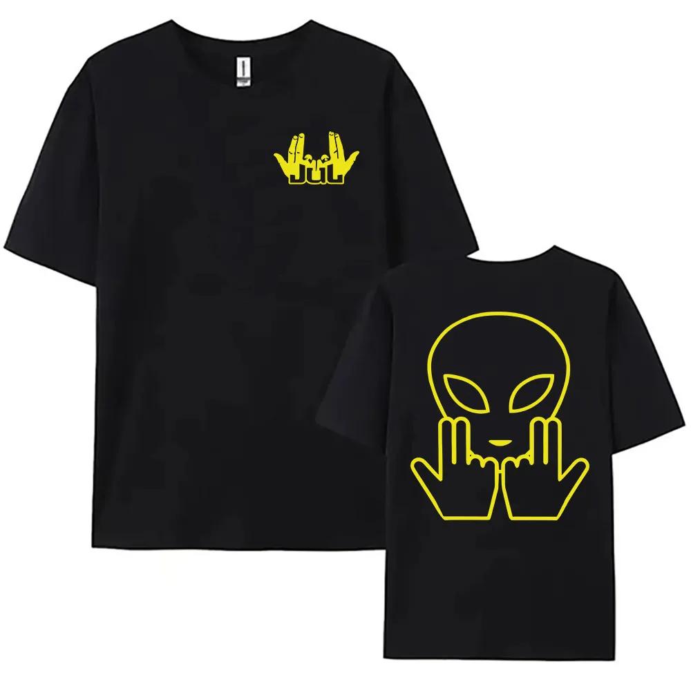 

Rapper JUL Alien Hip Hop Graphic Print T-shirt Cotton Short Sleeve O-neck Male Tshirts Unisex Streetwear Fashion Women T Shirts S разноцветный