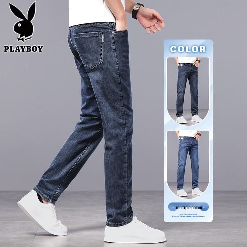 PLAYBOY Men s Loose Straight Fit Elastic Jeans 34