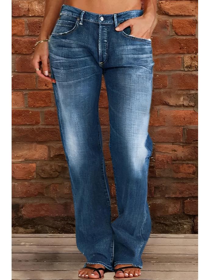 Women's Tulip High Waist Raw Edge Jeans NK205