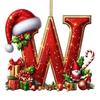 Red Initials Christmas Ornaments 2D Acrylic Personalized Gnomes Monogram Pendant with Santa Hat 26 Letters Christmas Tree Hanging Decoration for Xmas