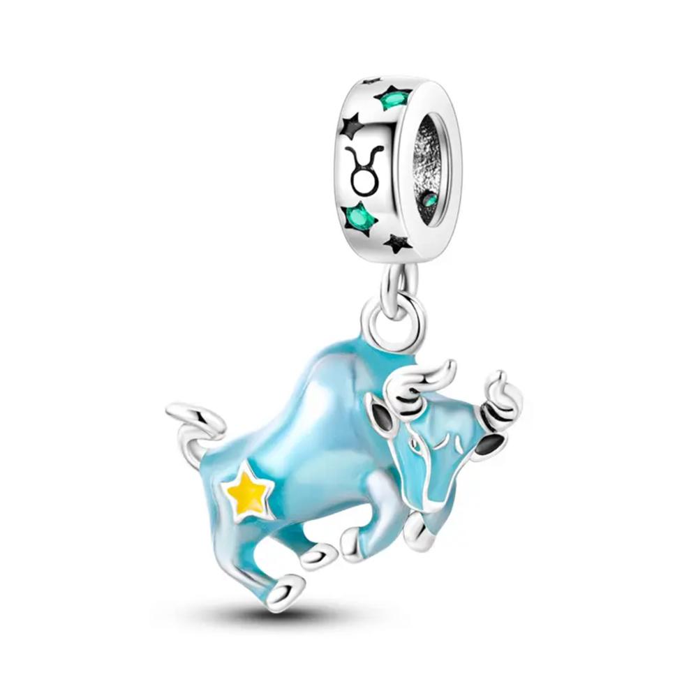 copper Cartoon Zodiac Bead Charms Fluorescent Pendant Suitable Ideal For Bracelets Do It Yourself Womens Jewellery Accessories