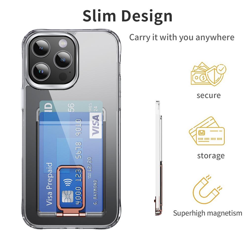 Transparent Magnetic For Magsafe Wallet Case For iPhone 17 16 15 14 13 Pro Max Cover For Samsung S24 S25 Ultra Slot Card Holder