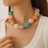 Bohemian European Resin Necklace: Vibrant Knotted Statement Clavicle Chain for Women.