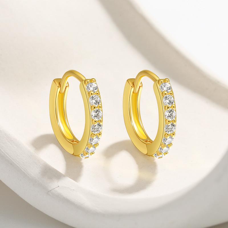 

Модные женские милые однорядные круглые серьги с бриллиантами