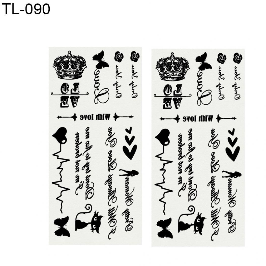 

2 листа перо розы письмо бабочка временная татуировка рука боди-арт наклейка