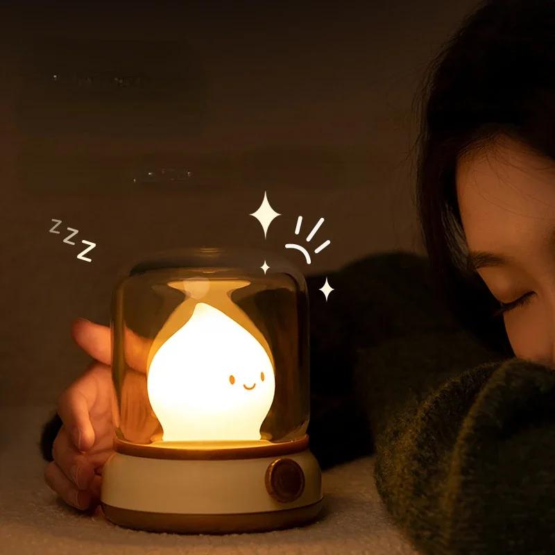 Cute Night Desktop Lamp USB Charged Rechargeable Portable Table Lamp for Table Coffee Bar Home Hotel Bedroom Night Decor