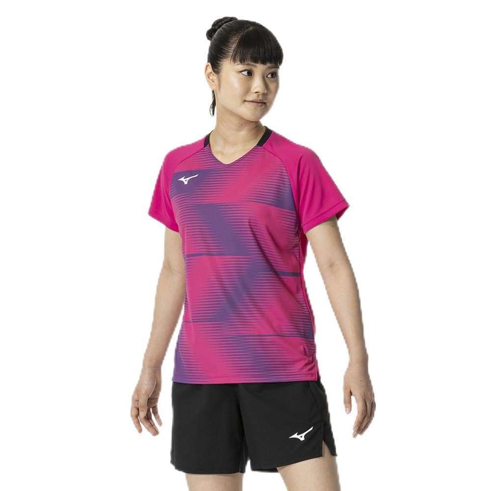 Game Fuchsia Size Short Dynamotion Officially Approved by the Japan Badminton Association Women's Tennis/Badminton Shirt, Pink, M, 62JAB203, Sleeve,