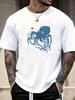 Vintage Distressed Octopus Chinese Seal Graphic Unisexs Cotton Crew Neck Tee Short Sleeve Loose Casual Daily Street Male Wear Top