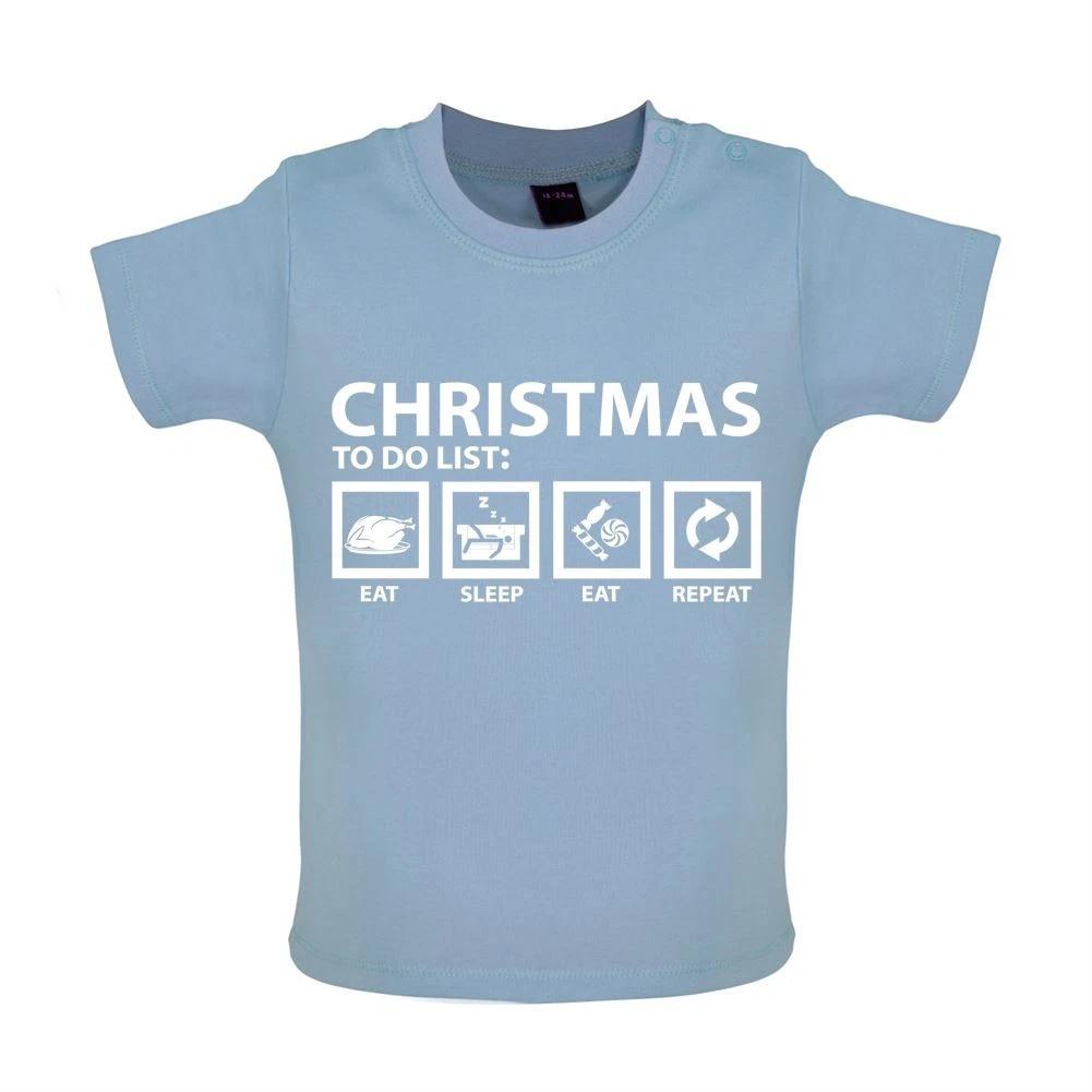 

Christmas To Do List Eat Sleep Repeat - Baby Kids Boys Girls Unisex T-Shirt / Babygrow - Funny Gift 130