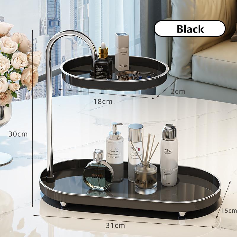 Luxuriöser Nordic Style Badezimmer-Organizer Schminktisch Kosmetik-Ausstellungsregal 2-stufiges Lagerregal schwarz