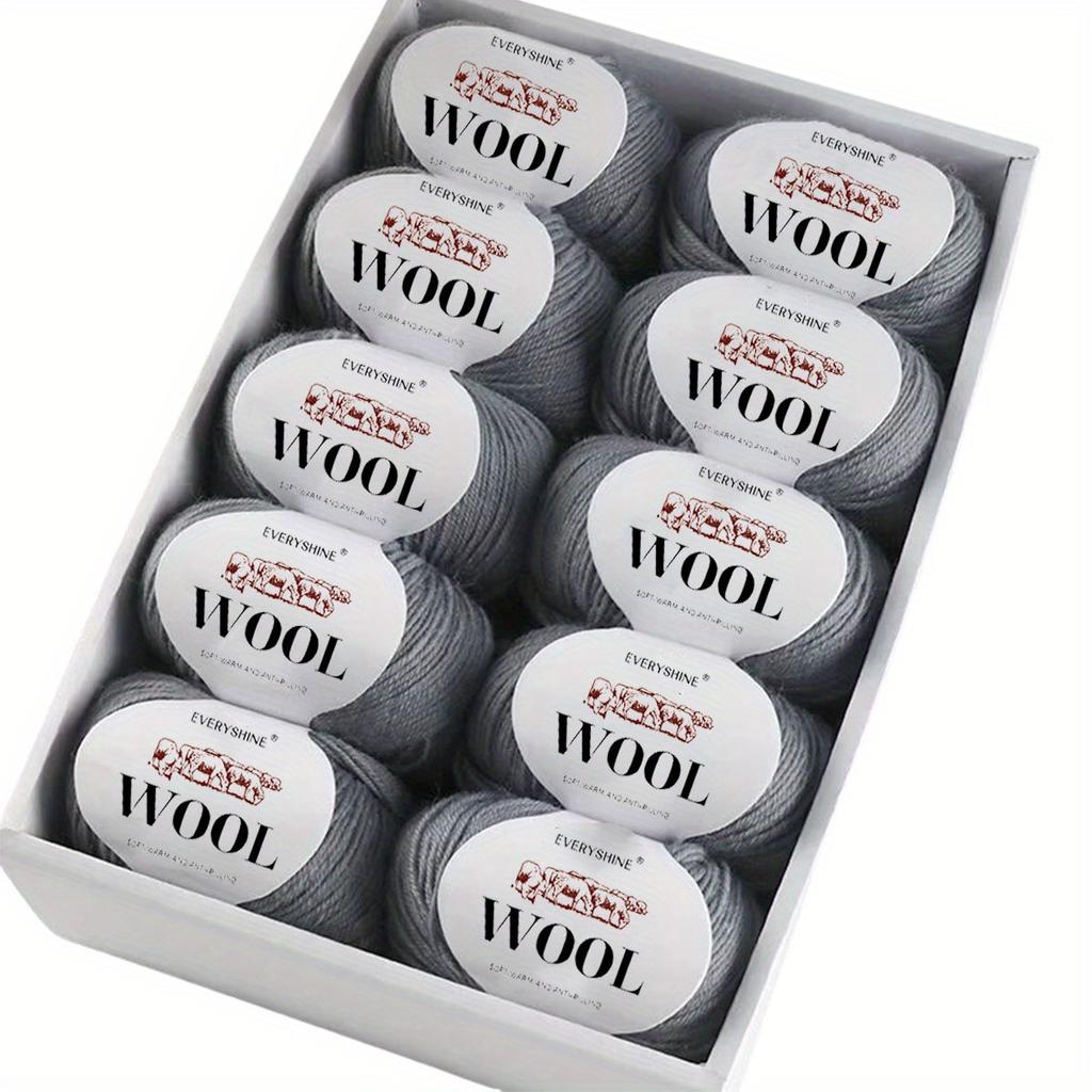 10-Pack Wool Blend Yarn Medium-Fine 80% Wool 20% Polyester Multi-Color Assortment for Knitting & Crochet Soft & Warm 500g Total