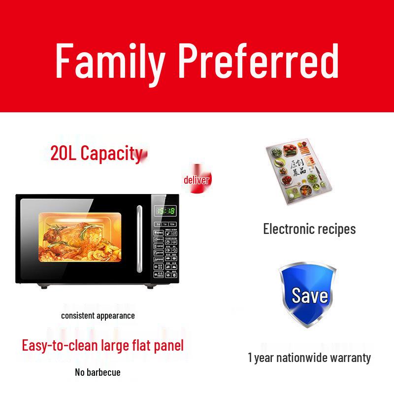 Smart Flatbed Microwave: Compact All-in-One Lightwave Oven with Micro-Steam-Bake, Timer, and Reservation Features