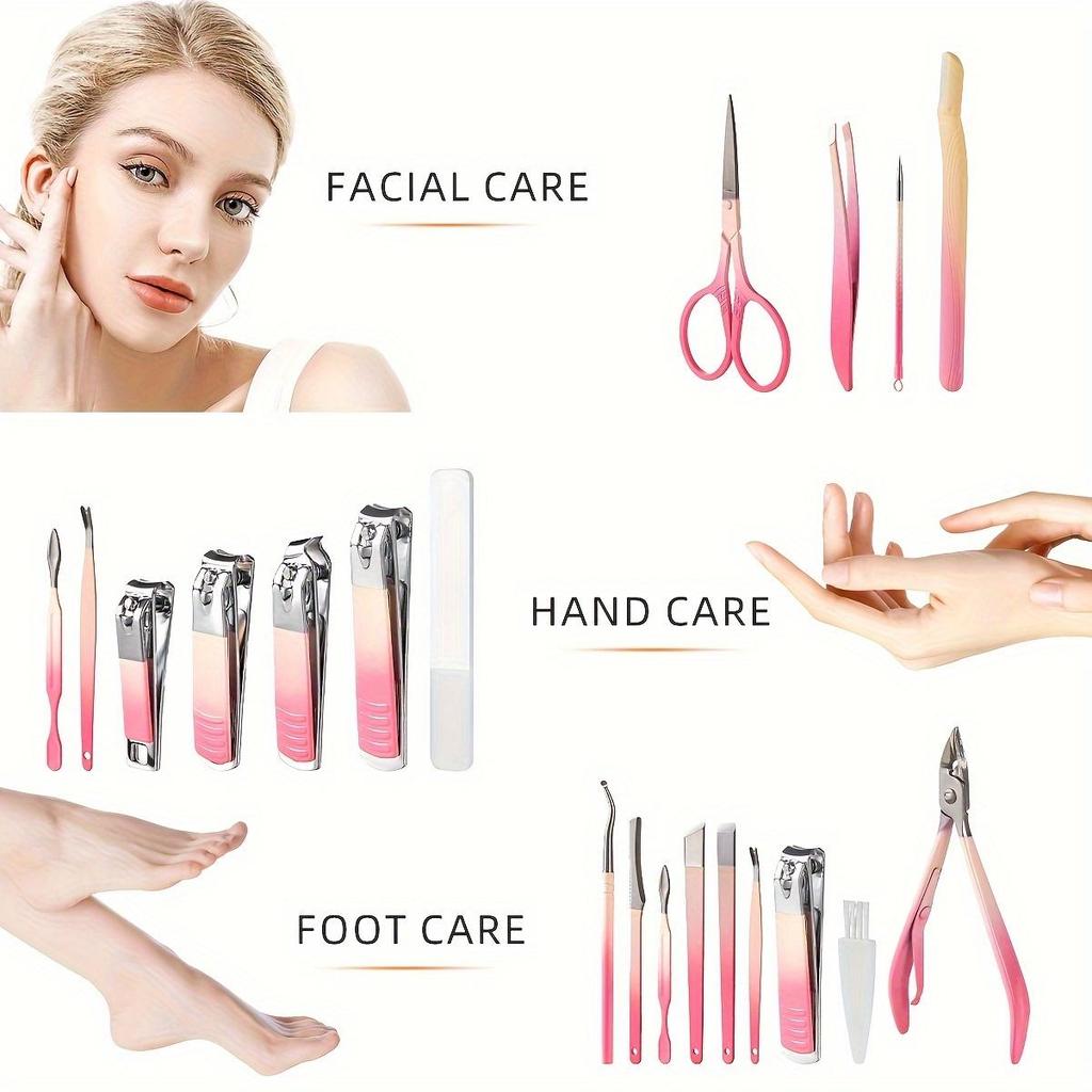Pinkes Farbverlauf Nagelknipser Set 10/13/19 Stück Beauty Set Nagel Maniküre Werkzeuge Nagelknipser