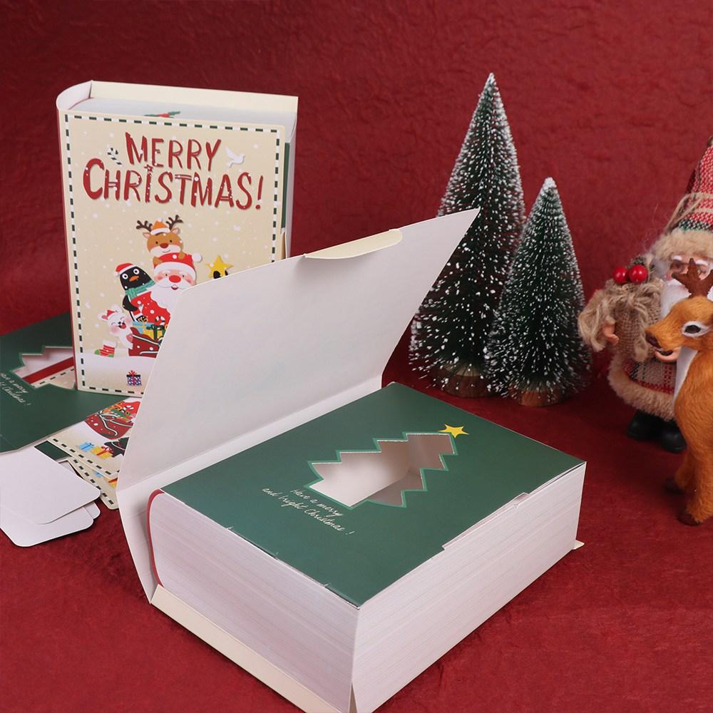 5pcs Paper Book Shape Paper Box Santa Christmas Sugar Gift Box Xmas Gift Packing Box  New Year