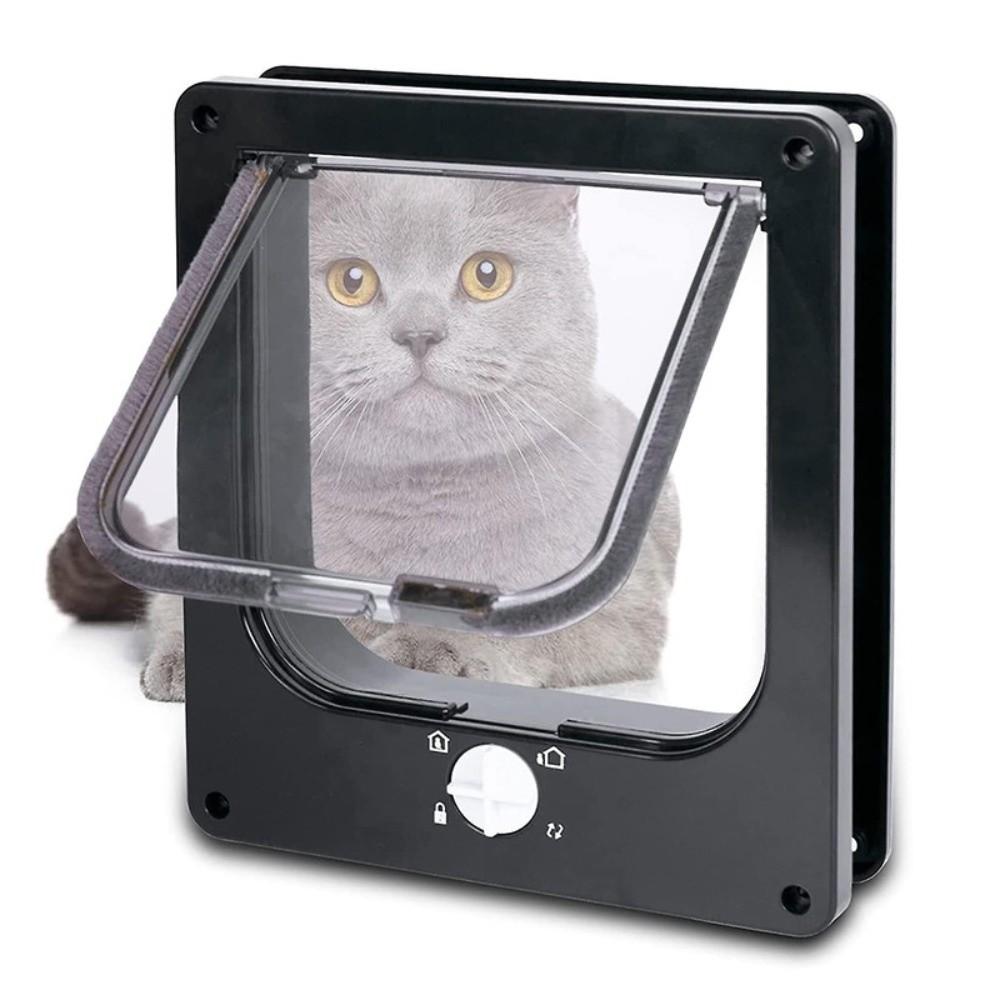 ABS Cat Flap Door with Security Lock 4 Ways Locking Dog Flap Door Self-Closing Pet Door Balcony