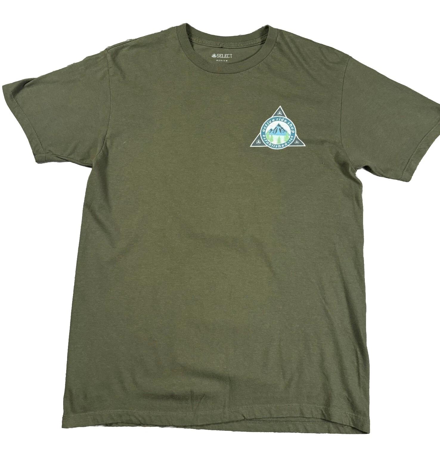 Active Ride Shop Select Shirt Mens Medium Olive Green Classic Short Sleeve Tee M