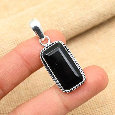 Black Spinel Gemstone Handmade 925 Solid Sterling Sliver Jewelry Pendant For Her