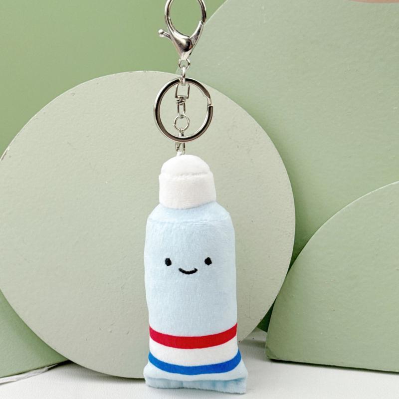 1Pc Cute Fun Plush Keychain Tooth Shape Pendant Mini Toothpaste Toothbrush Keyring Dental Cute Model For Kids Brushing Learning