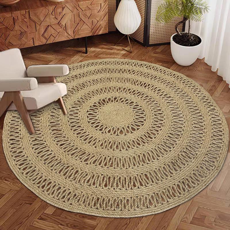 

Круглый джутовый плетеный коврик для гостиной, домашнего кресла или журнального столика — идеально подходит для осени и зимы. Diameter 80 cm (Jute)