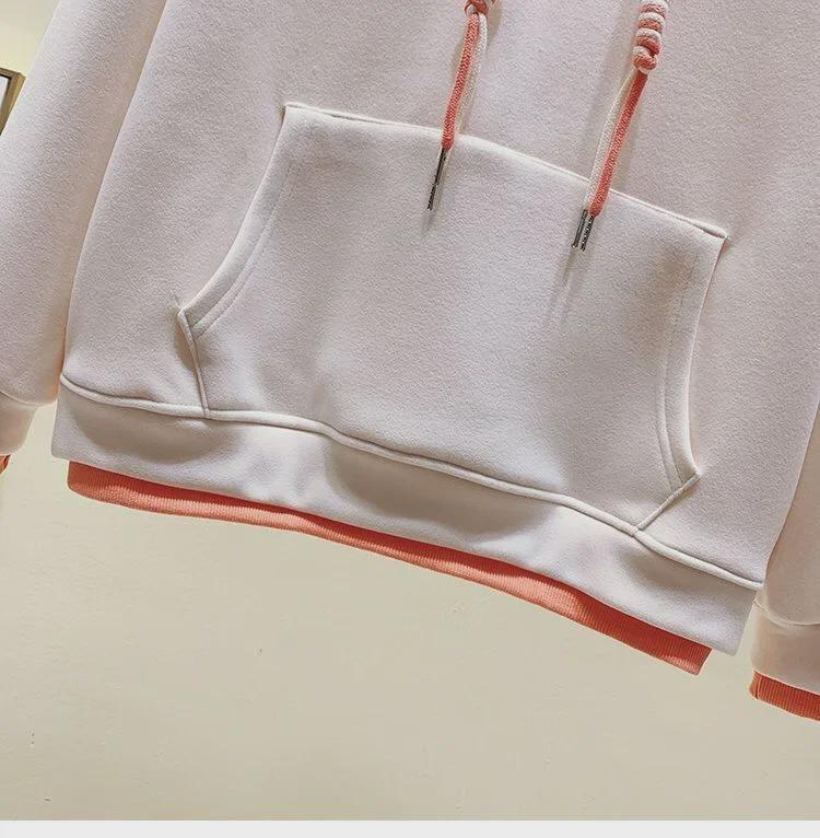 Sweat à capuche en polaire mélangée Hua pour femme, couleur lait: Veste Cardigan Style Collège Coréen Automne/Hiver avec Velours