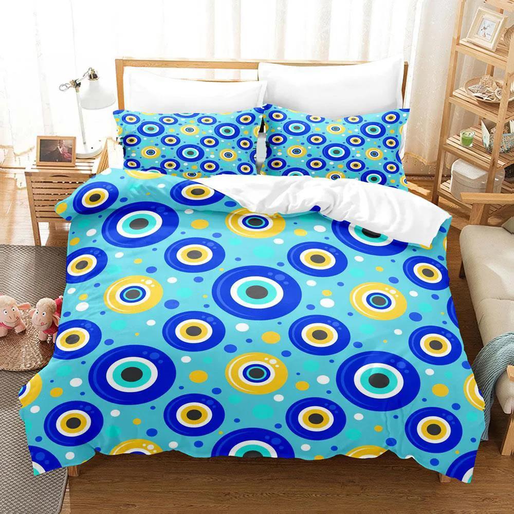 Hip Hop Turkish Evil Eye Bedding Set Single Twin Full Queen King Size Aldult Boys Man Bedroom Duvet Covers Sheet Set