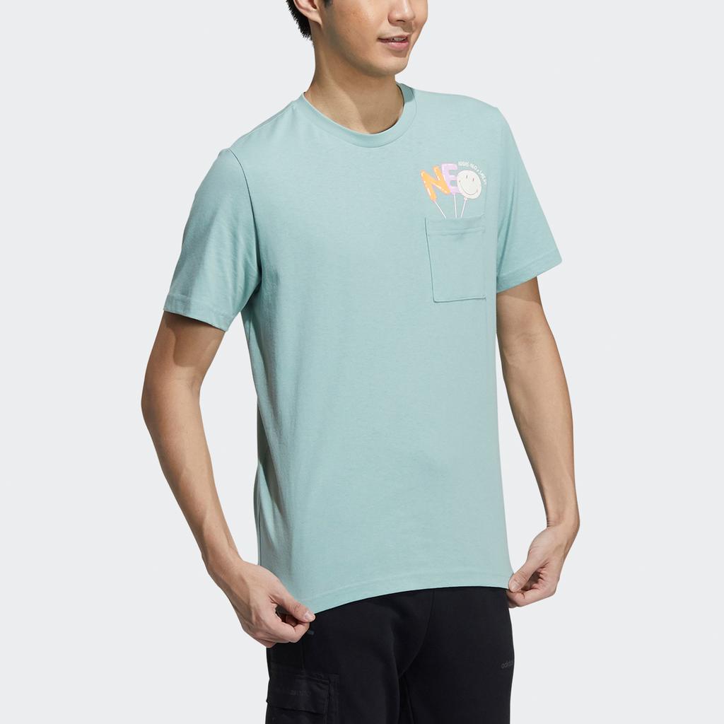 adidas Neo Casual Breathable Sport T-Shirt With Smile Print Men Tops GP5783