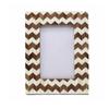 Bone Inlay Picture Frame | Brown White Zigzag Pattern | Wooden Table Photo Frame