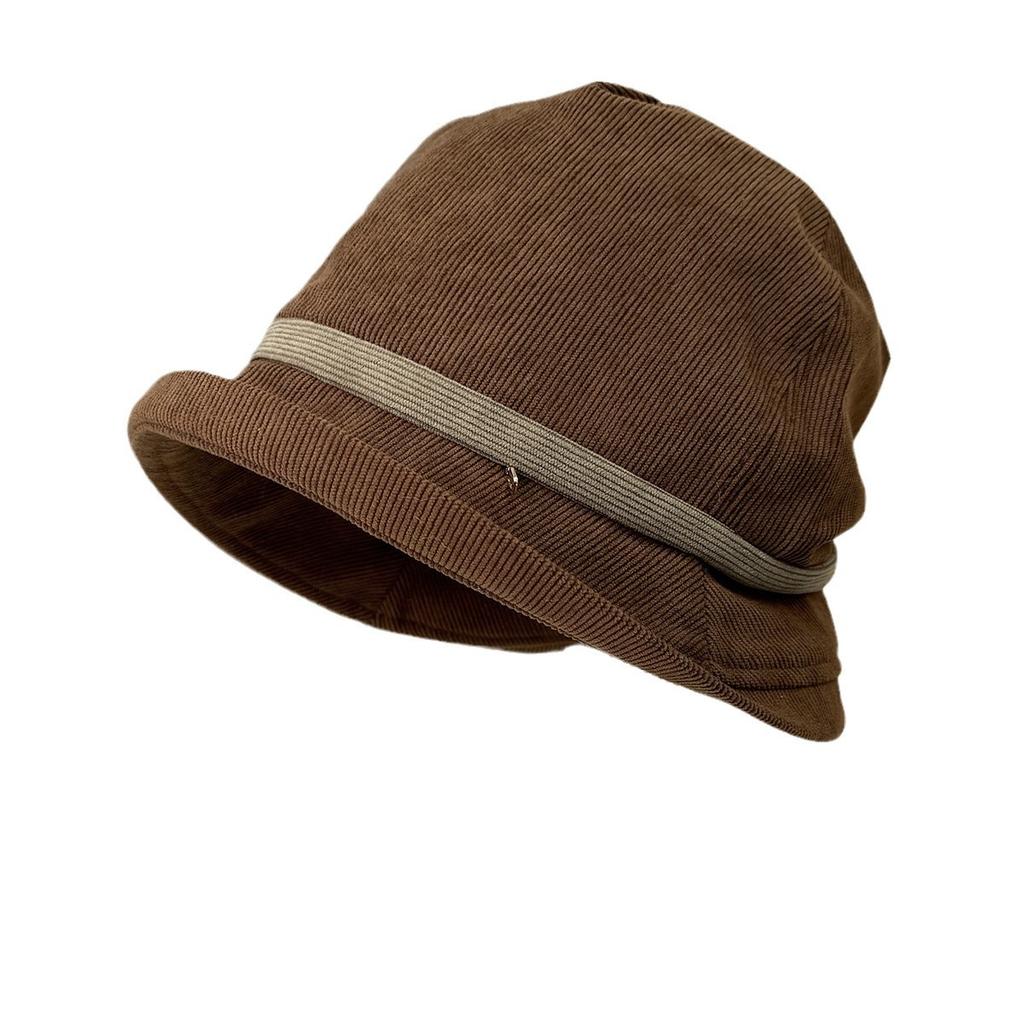 Design Spring Corduroy Fisherman Hat Children Autumn and Winter Casual Versatile Stacking Hat Thermal Basin Hat Show Small Face