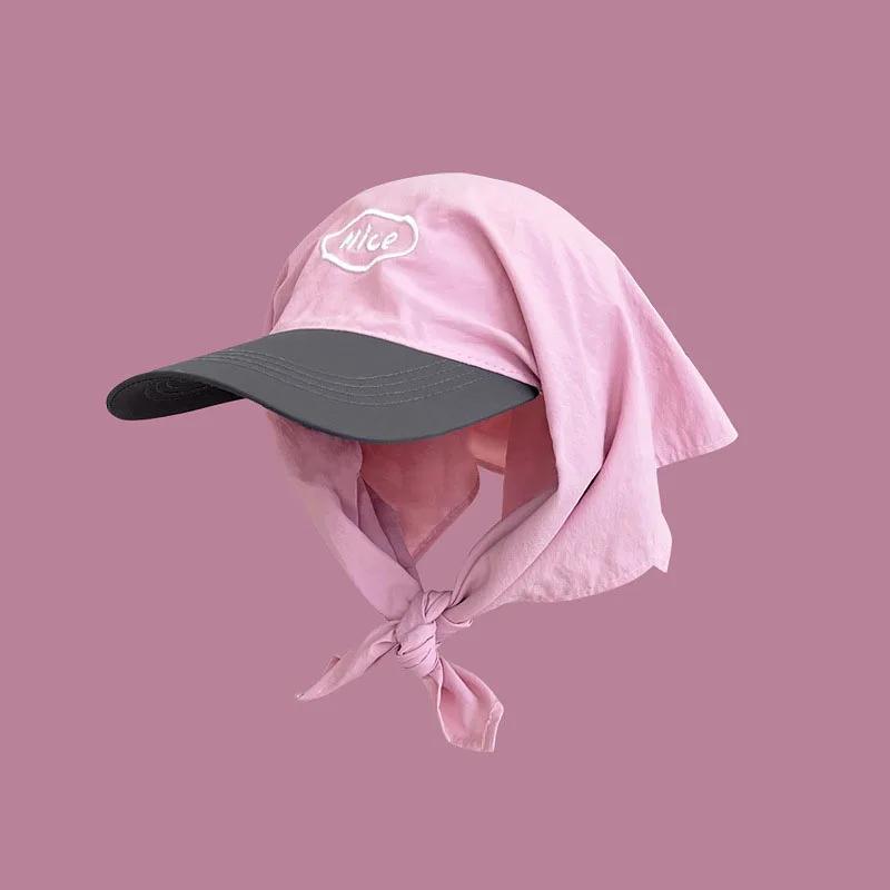 Nuovi Cappelli con Fazzoletto Personalizzati a Colori Coordinati per Donne Estate Viaggio Protezione Solare Versatili Moda con Cinturino Cappelli da Sole Uomini