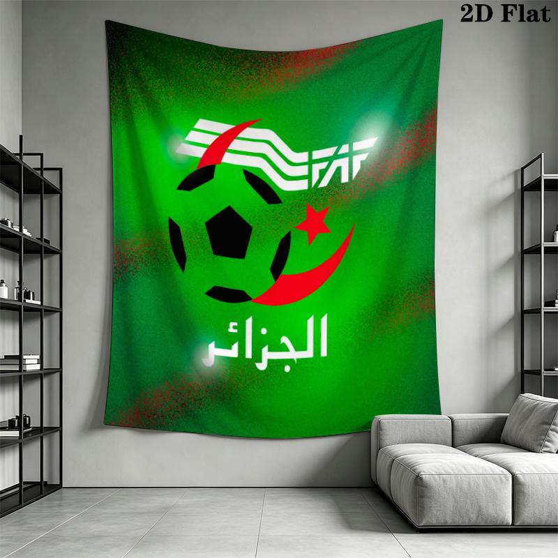 Algerian Football Wall Tapestry Aesthetic Wall Hanging Printed Fabric Blanket Decorative Tapestries for Bedroom Living Room Home Decor