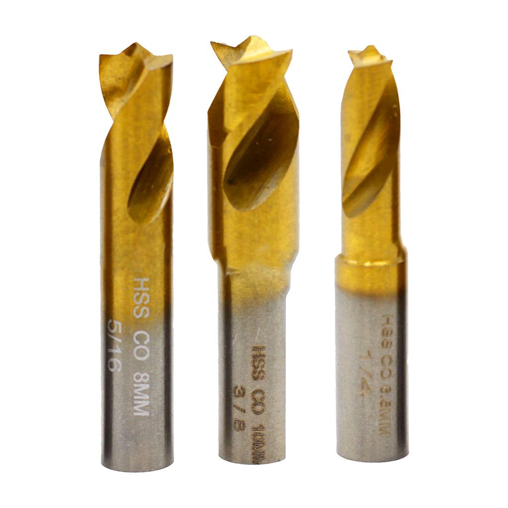 3Pcs Welding Point Drill Bit CNC Milling Drill Bit Set Cylinder Shank End Mill Welding Drill Tip for Separating Point