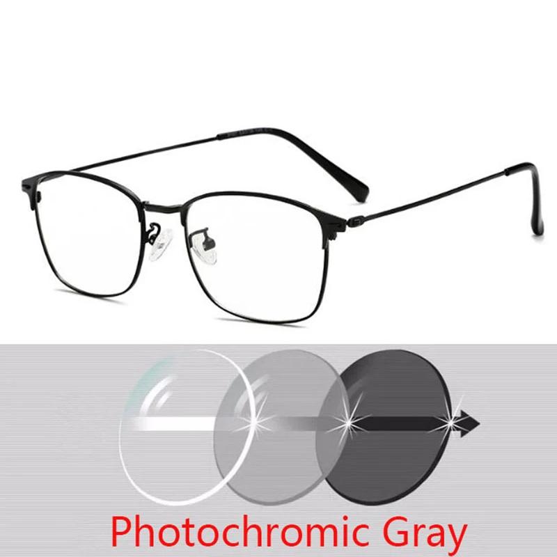 

Фотохромні окуляри Квадратна алюмінієва оправа Окуляри для міопії Захист від УФ-випромінювання на вулиці Діоптрії -0.5 -1.0 -1.5 -2.0 До -6.0 Myopia -1.25