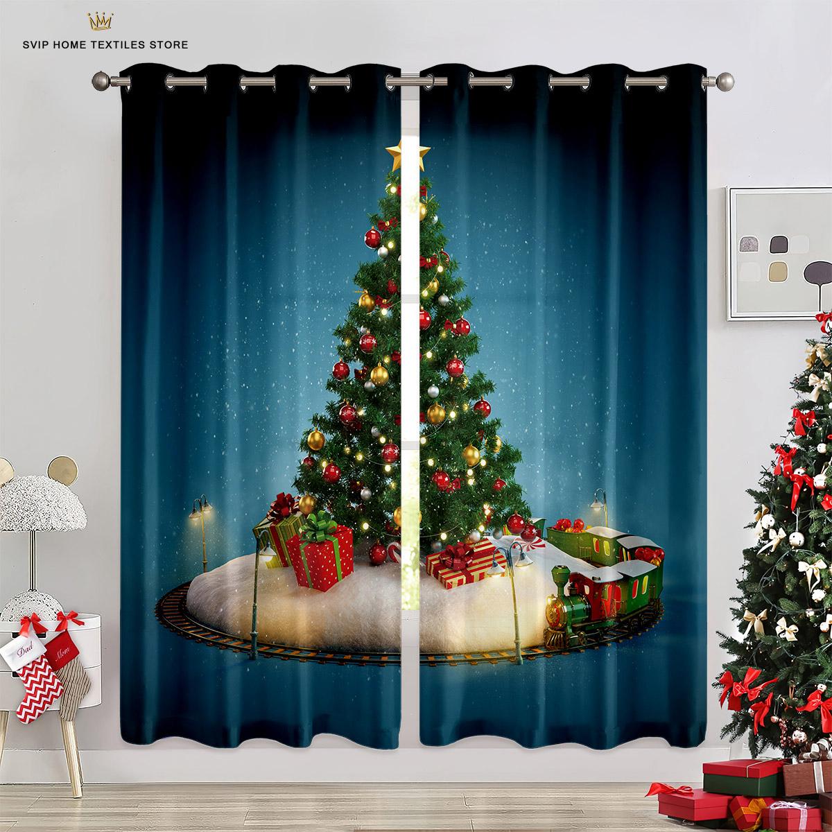 

Рождественские шторы с рисунком снежинок из дерева, с рисунком собаки, для спальни, гостиной, столовой, праздничные, декоративные, 2 шт. W50X130H(CM)X2PCS&Rod pocket