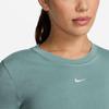Nike Als W Nsw Nk Chll Knt Md Crp Logo Einfarbig Locker Outdoor Rundhals Kurzarm Normales T-Shirt Damen T-Shirts FV5509-018