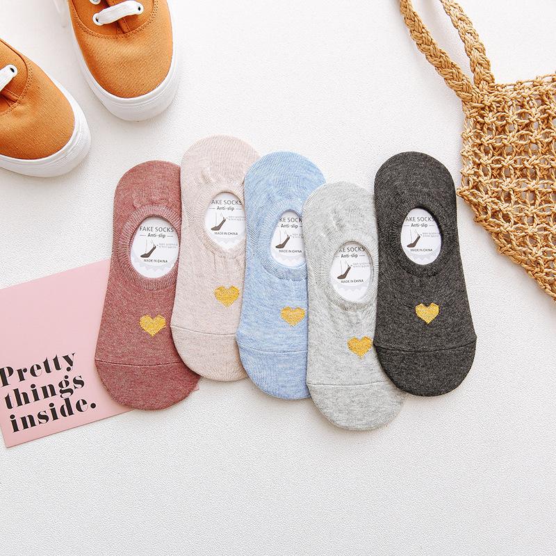 5 PairsLot Women Socks Summer New Lovely Invisible Sock Slippers No Show Socks Cute Love Print Ankle Socks Female Short Socks