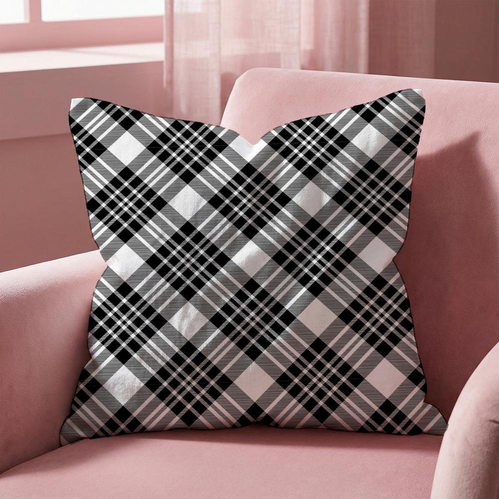 Checkered Pattern Cushion Cover MultiScene Pillow Cover for Home Car Reversible Soft Durable for Daily Use
