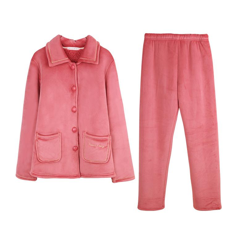 [Verschiedene Stile] Kompound-Imitations-Lammwoll-Pyjama Winter Samt Verdickt Pelz Integrierte Loungewear Hellrot