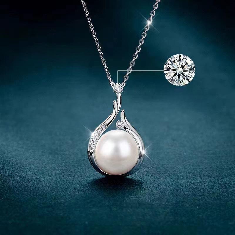 Pearl Water Drop Necklace Women'S Fashion Zircon Light Luxury Mother'S Day Gift Imitation Freshwater Bead Pendant Collarbone Chain Quality