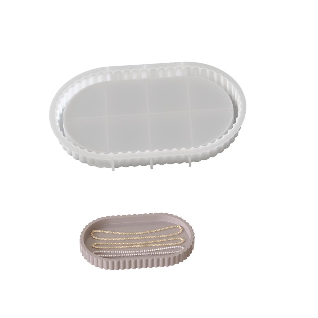 Creative Silicone Dish Coaster Mold Stylish Oval Striped Resin Mold For Artistic DIY Projects And Trinket Storage